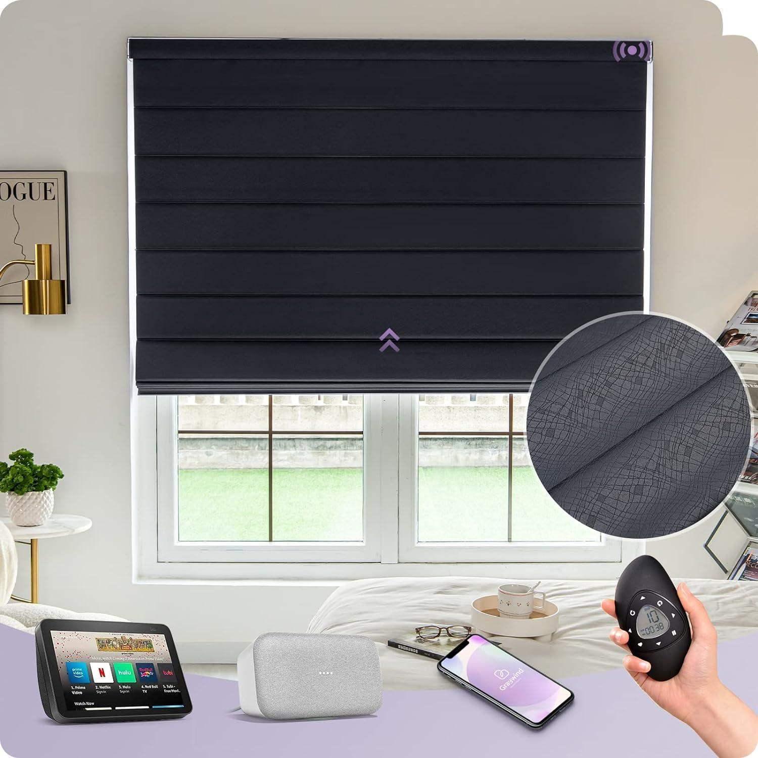 Graywind Electric Roman Blinds | Blackout Series