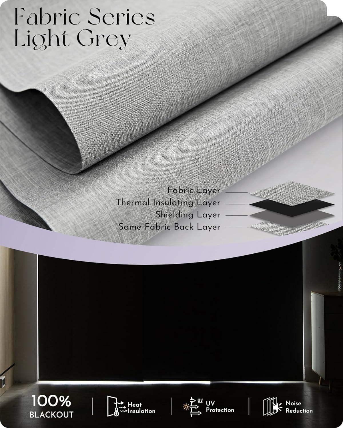 Graywind Electric Blackout Panel Blinds | Fabric Series | Custom Width to 177"