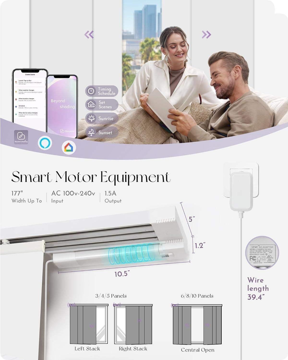 Graywind Electric Blackout Panel Blinds | Fabric Series | Custom Width to 177"